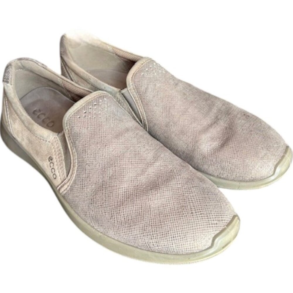 Ecco Soft 5 Slip On Leather Comfort Shoes - Warm Gray/Moon Rock - 39 (8.5)